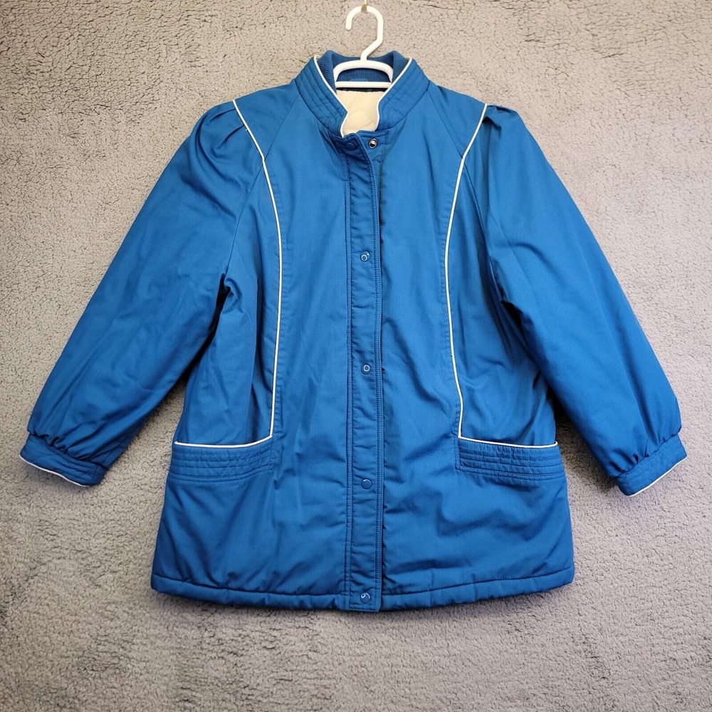 Vintage Ryan Scott Jacket Womens 16 Blue Granny Grandma Chore Barn Insulated 80s